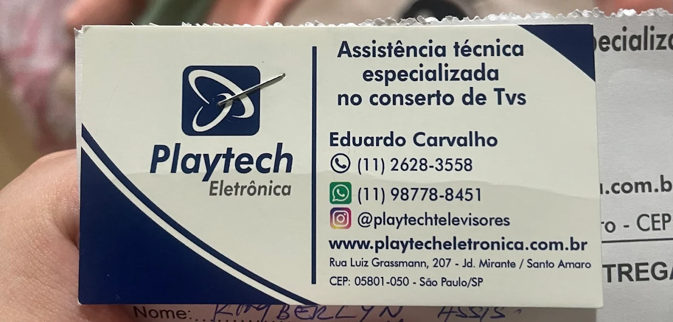 Cartão de visita da Playtech Eletrônica
